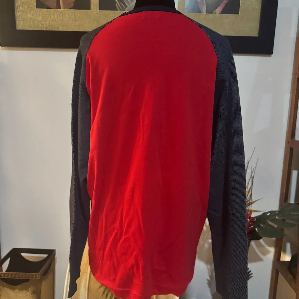 Chipie Red & Navy Long Sleeve Graphic Dog Tee Shirt Men's Small Women's Medium